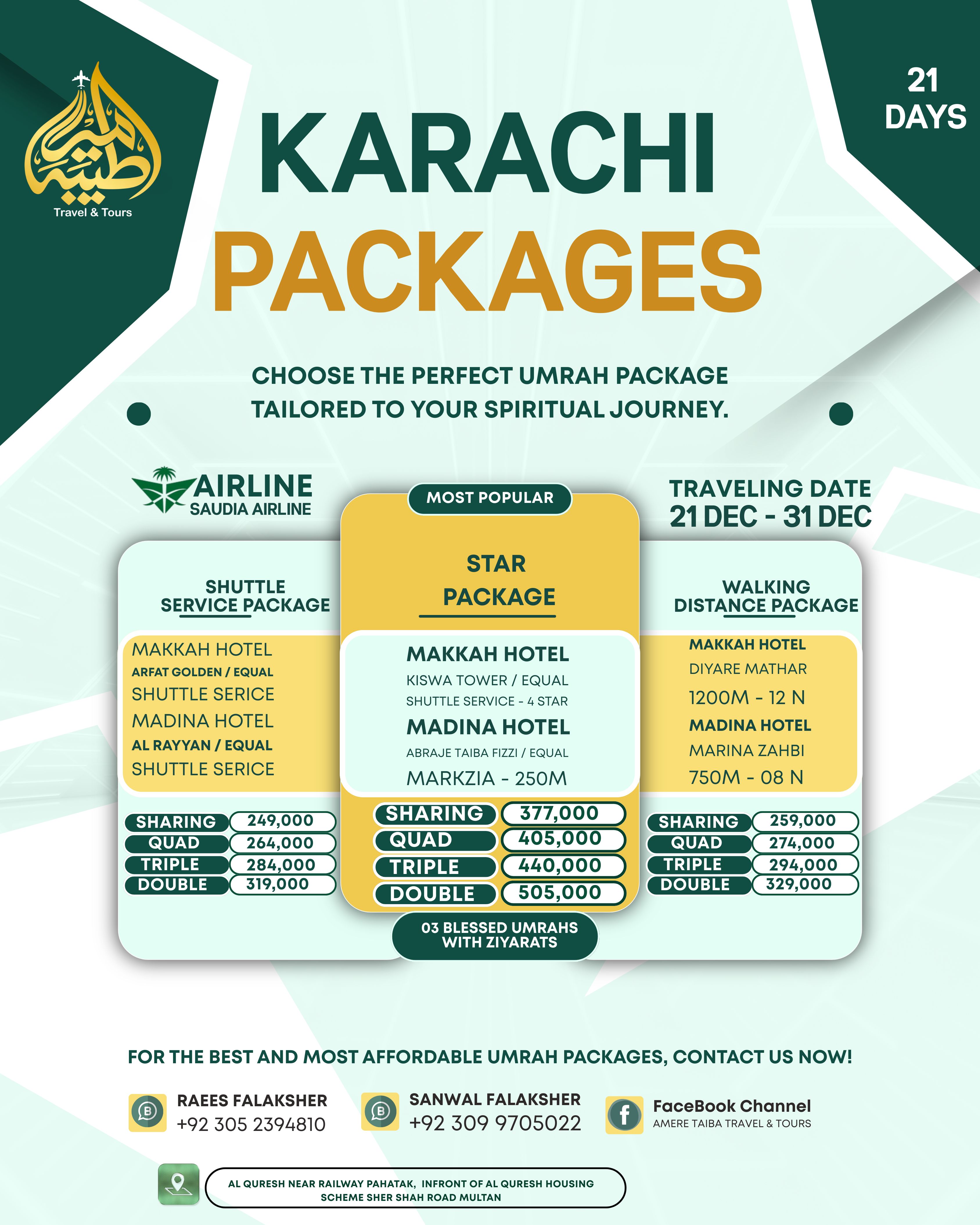 Karachi 21 Days Umrah Package
